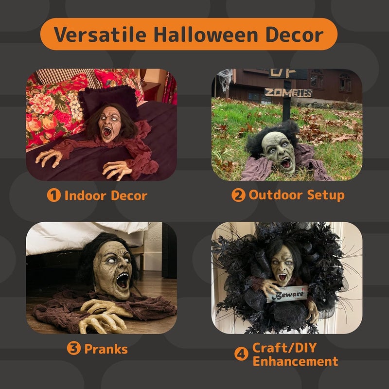 Prextex Crawling Zombie Halloween Decoration - Zombies Coming Out of Ground Prop - Creepy Outdoor Zombie Yard Decorations for Haunted Houses, Graveyards, and Halloween Parties - Image 5